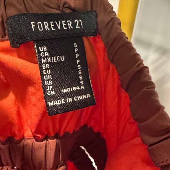 Forever 21 Vibrant Orange and Brown trim fall sundress NWOT S - Picture 2 of 11